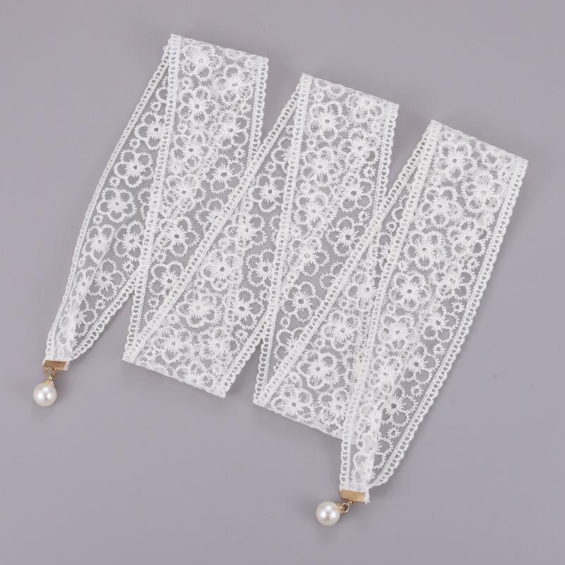 Кружевной пояс-подвеска с жемчугом, женское украшение для талии платья, пояс-бант, поясная веревка с завязанным шнурком для ханьфу