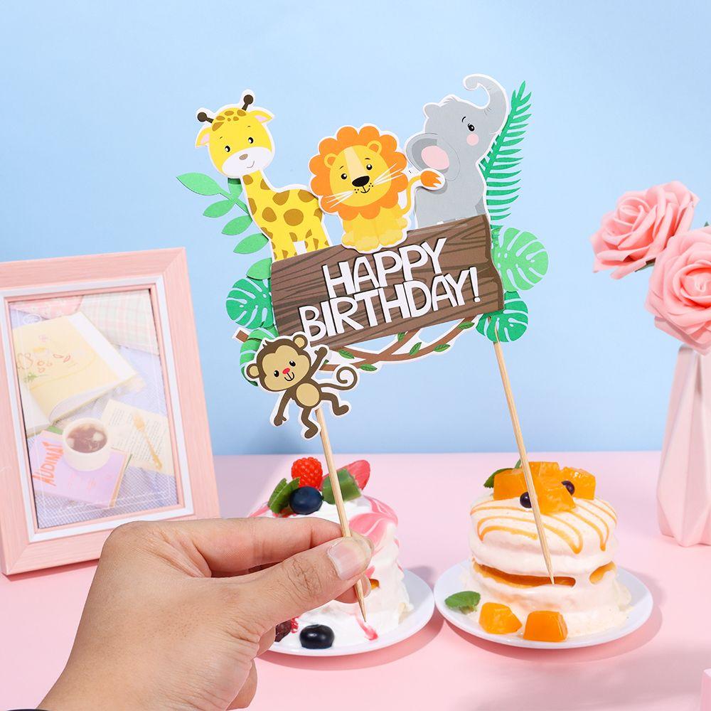 Тема С Днем Рождения Украшения для торта Выбор торта Животные джунглей Украшения для торта на день рождения
