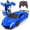 Transforming Robot Car, Stunt Car, Electric RC Car with LED Lights, 360-Degree Rotation, Model Car, Kids' Toy, Birthday, Christmas Gift (Blue)