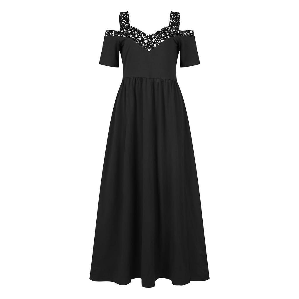 Женское модное платье с короткими рукавами, женское платье, платье с открытыми плечами, модное платье с разрезом