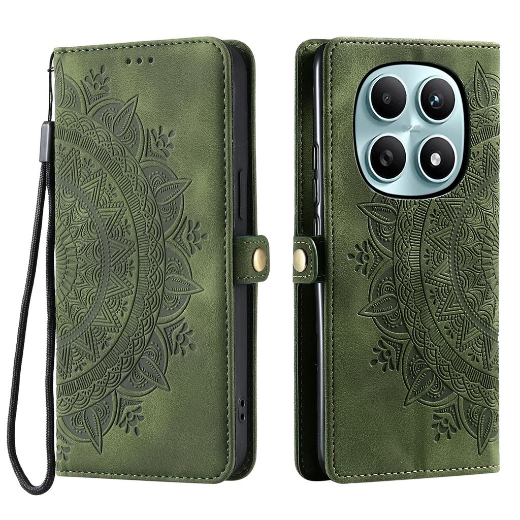 For Xiaomi Redmi Note 15 4G (Global) Case Skin Feel Totem Imprinted Wallet Leather Phone Cover with Hand Strap