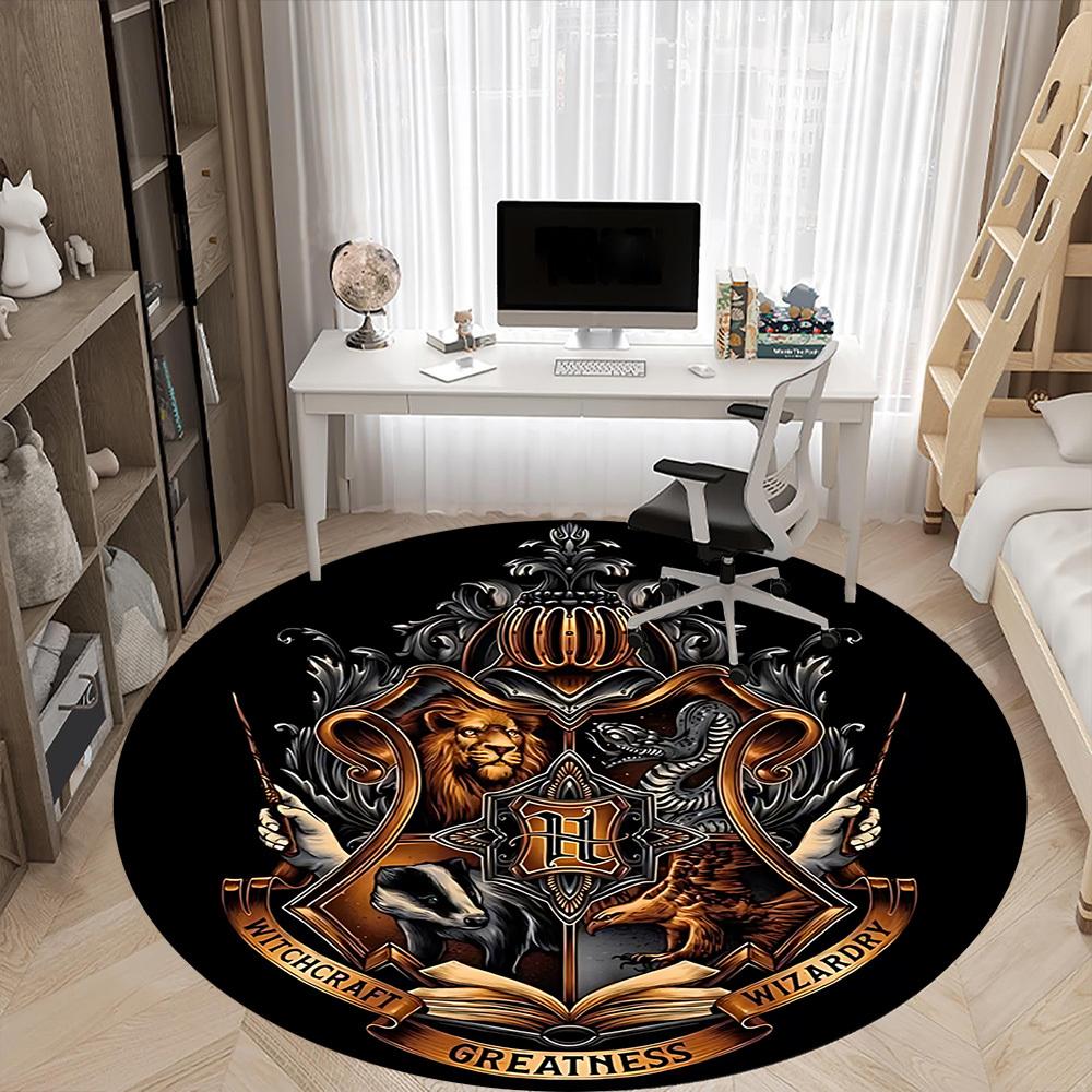 1pc Hogwarts Crest Carpet, Round Non-Slip Durable Large Size Office Carpet, Suitable for Office yy250908050