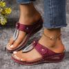 Wedges Rhinestone Flowers Clip Toes Flip-flops Female Big Size Sandals Slippers 2024 Summer Casual Beach Shoes Rome High Heel