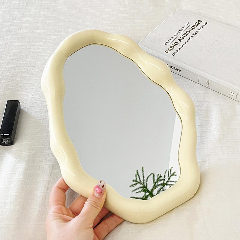 Зеркало для макияжа в скандинавском стиле, нестандартное зеркало для спальни, туалета, офиса, общежития, регулируемое настольное зеркало для эстетического косметического декора