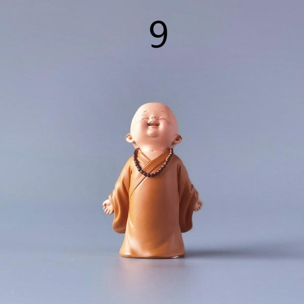 Маленькая милая статуя Будды монаха в китайском стиле, фигурка ручной работы из смолы, украшение для дома, декорZA