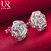 925 Sterling Silver Rose Piercing Earrings Fashionable Wedding Jewelry