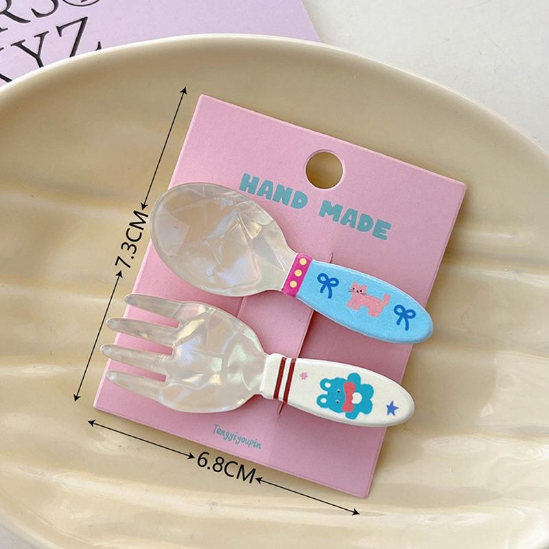 2 шт./набор акриловых ложек, вилок, заколок для торта, креативных милых заколок для волос в виде утконоса, заколок для челки