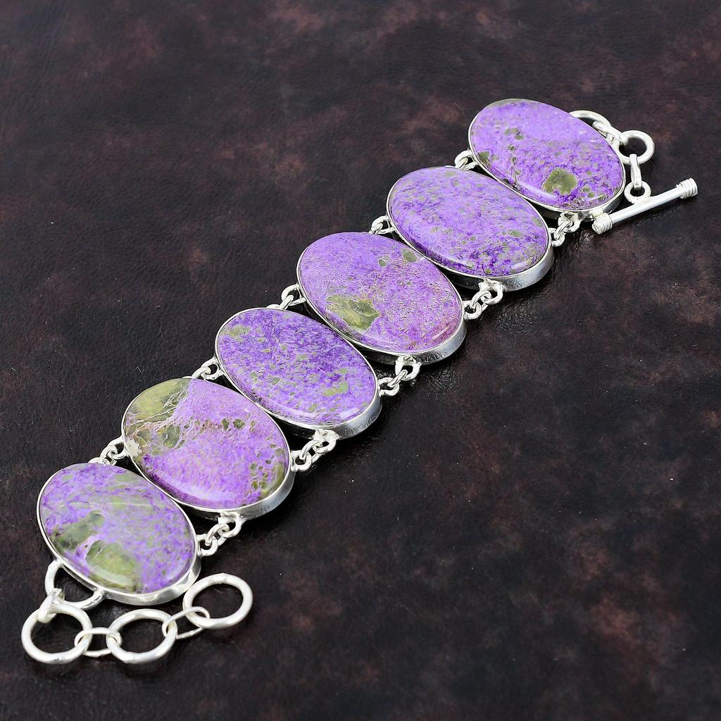 Браслет из пурпура Элегантные ювелирные изделия Браслет из стерлингового серебра 925 пробы Регулируемый браслет-цепочка Ручная работа Уникальный браслет из драгоценных камней Подарок на годовщину