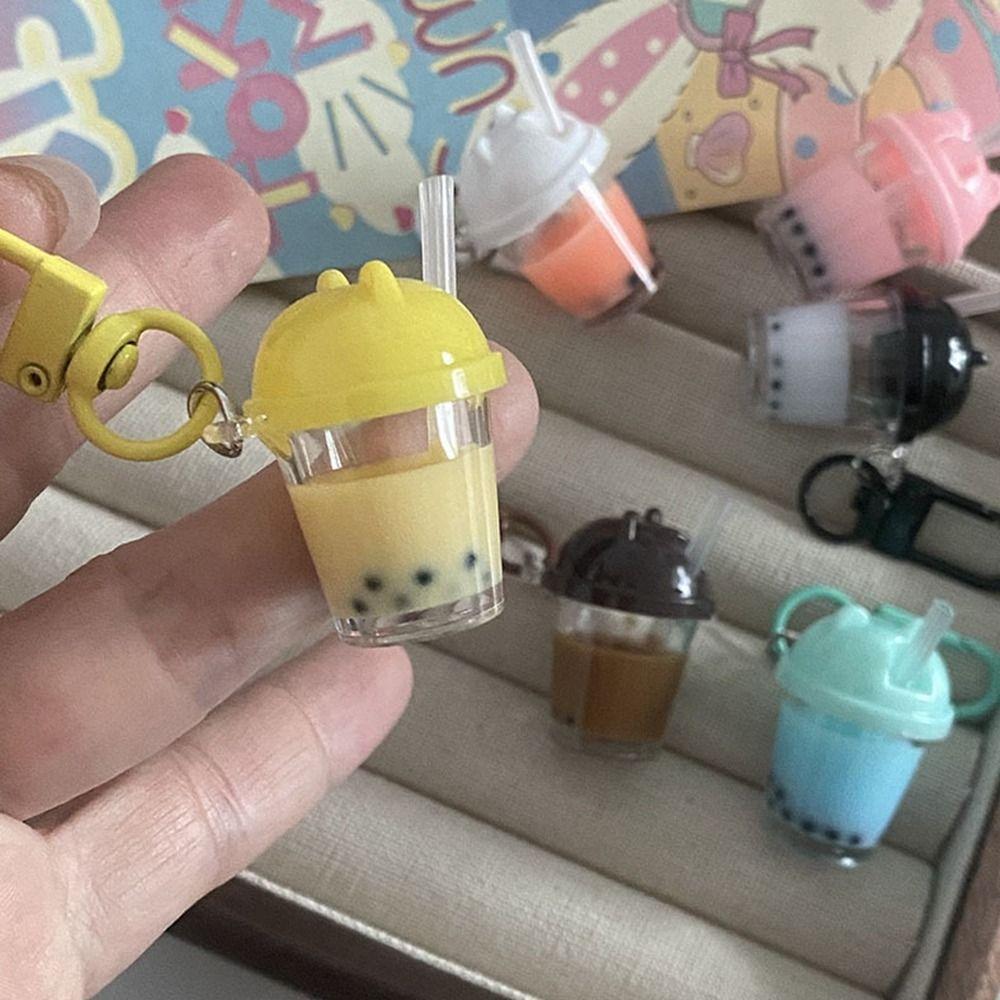 Брелоки для ключей автомобиля Брелок-подвеска для сумки с имитацией еды Полимерный брелок Мини-брелок в виде жемчужного молочного чая Мужские