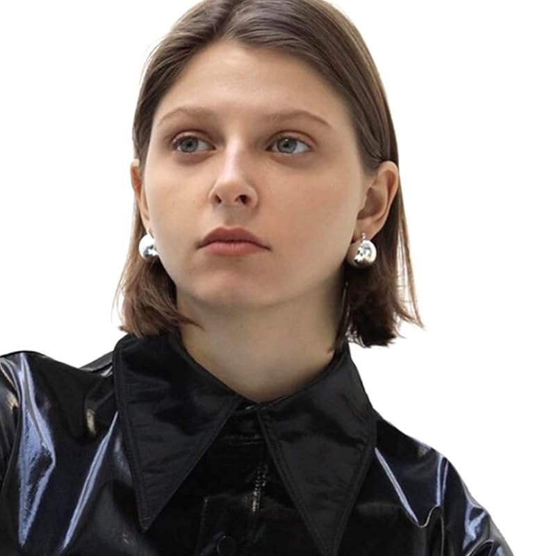 Moonstan earrings ball piercing Large Larger gold silver Compatible with metal allergies ladies Popularity Magazine publication (gold)