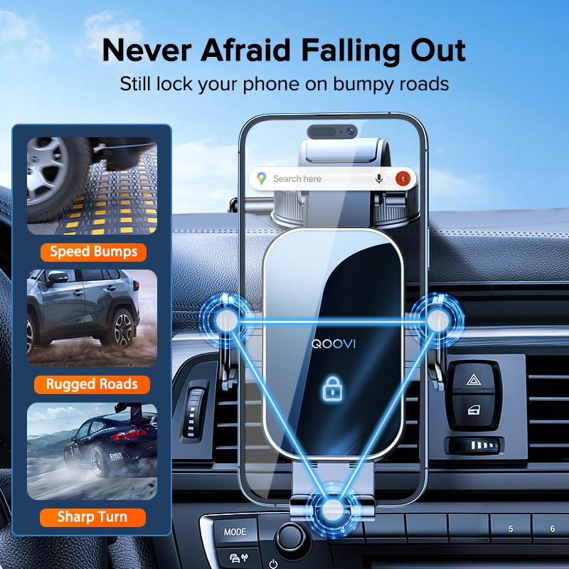 QOOVI Автомобильный держатель для телефона, подставка для крепления на приборной панели, универсальный держатель для мобильного телефона, поддержка GPS для iPhone 14 13 Pro, Samsung, Xiaomi, Huawei