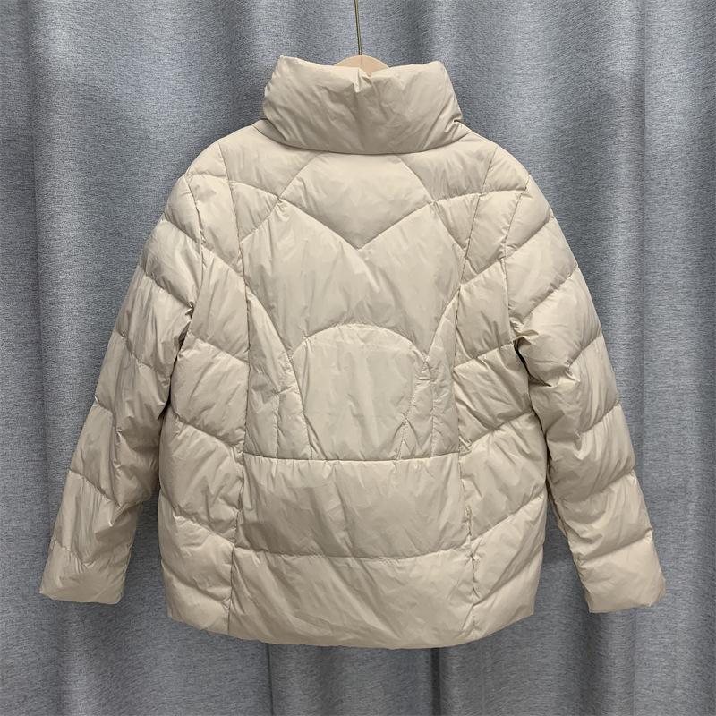 Женская осенне-зимняя куртка на белом утином пуху, стеганая парка с коротким воротником-стойкой и карманом, свободная тонкая однотонная куртка