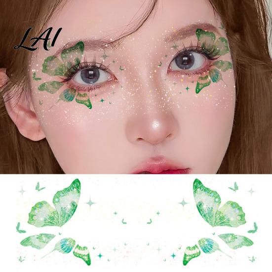 Easy Application Face Decals Glitter Butterfly Stickers Waterproof Temporary Tattoos for Festival Party Stage Long Lasting Makeup Makeup Water