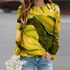 Tops For Women Oil Painting Rivers Print Round Neck Long Sleeve T-shirt Fall Casual Slim Pullover Women's Long Sleeve Top