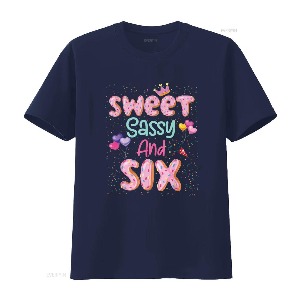 Sweet Sassy And Six Birthday T Shirt For Girls 6 Year Old vintage Washed designer clothes homme Versatile Slightly Comfortable