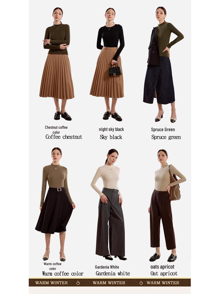 Женский термотоп с длинным рукавом и полуворотником из немецкого кашемира на осень