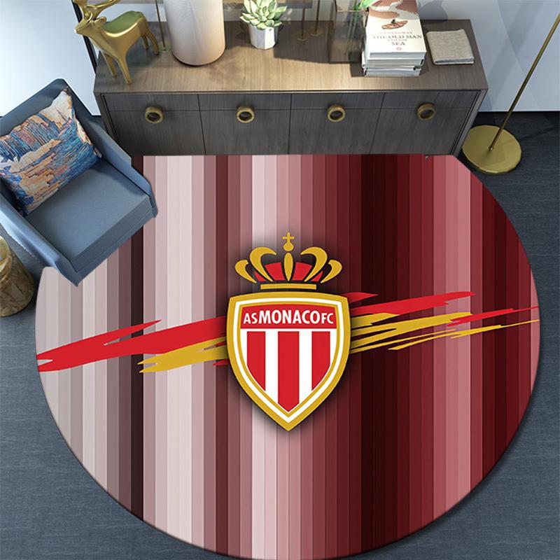 AS Monaco FC Round Area Rug,Carpet Rug for Living Room Bedroom Sofa Playroom Decor,Non-slip Floor Mat