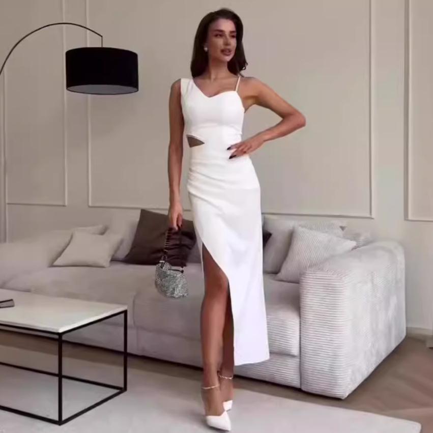 Летнее женское платье бодикон с открытым плечом и вырезами, 2024