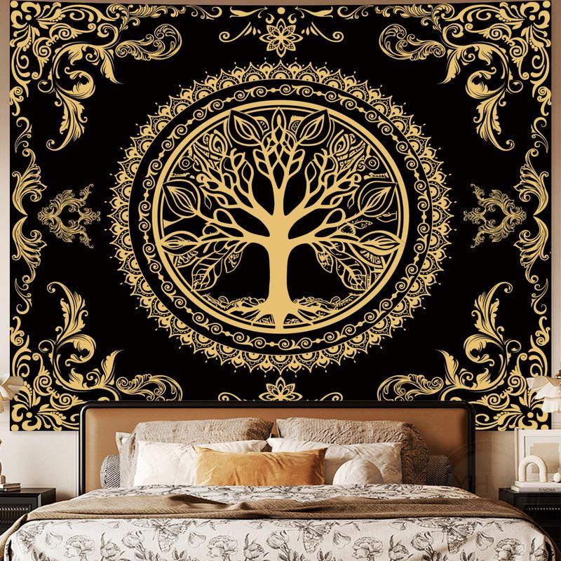 Green Tree Of Life Wall Tapestry Mandala Boho Hippie Meditation Home Decor Artistic Gift Soft Durable Cozy Aesthetic Cute