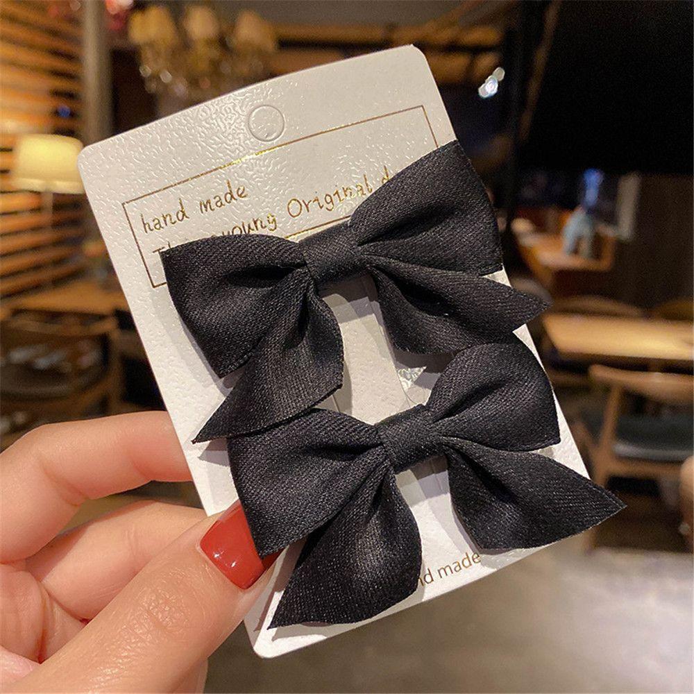 2Pcs Cute Little Girl Solid Color Bowknot Barrettes Baby Hairpins Kids Hair Clips Bow Headgear