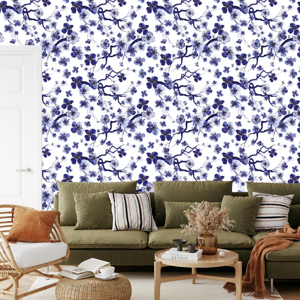 Wallpaper Cherry Blossoms Branches Plants 3D for Living Room and Bedroom 50x1000