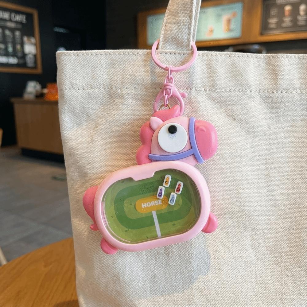 Plastic Magnetic Horse-Racing Keychain Cartoon Backpack Charm Novelty Keychain Keyring Charm