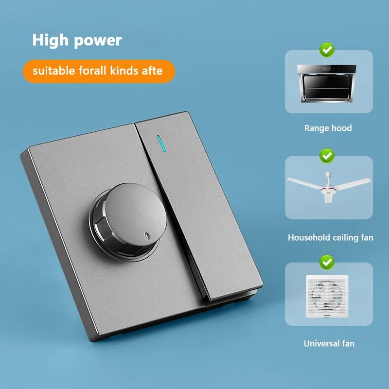 Серый матовый Eu универсальный 1-клавишный 2-позиционный выключатель света с переключателем скорости вращения вентилятора, панель управления потолочным вентилятором вытяжки переменного тока 110-250 В