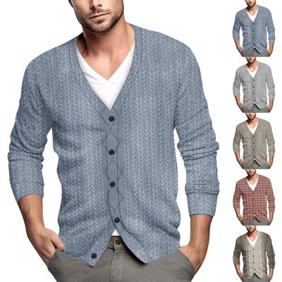 Мужская повседневная однобортная модная куртка-кардиган с длинными рукавами на пуговицах
