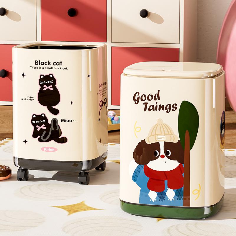 Wheeled Flip-Top Trash Can: Large Capacity for Living Room