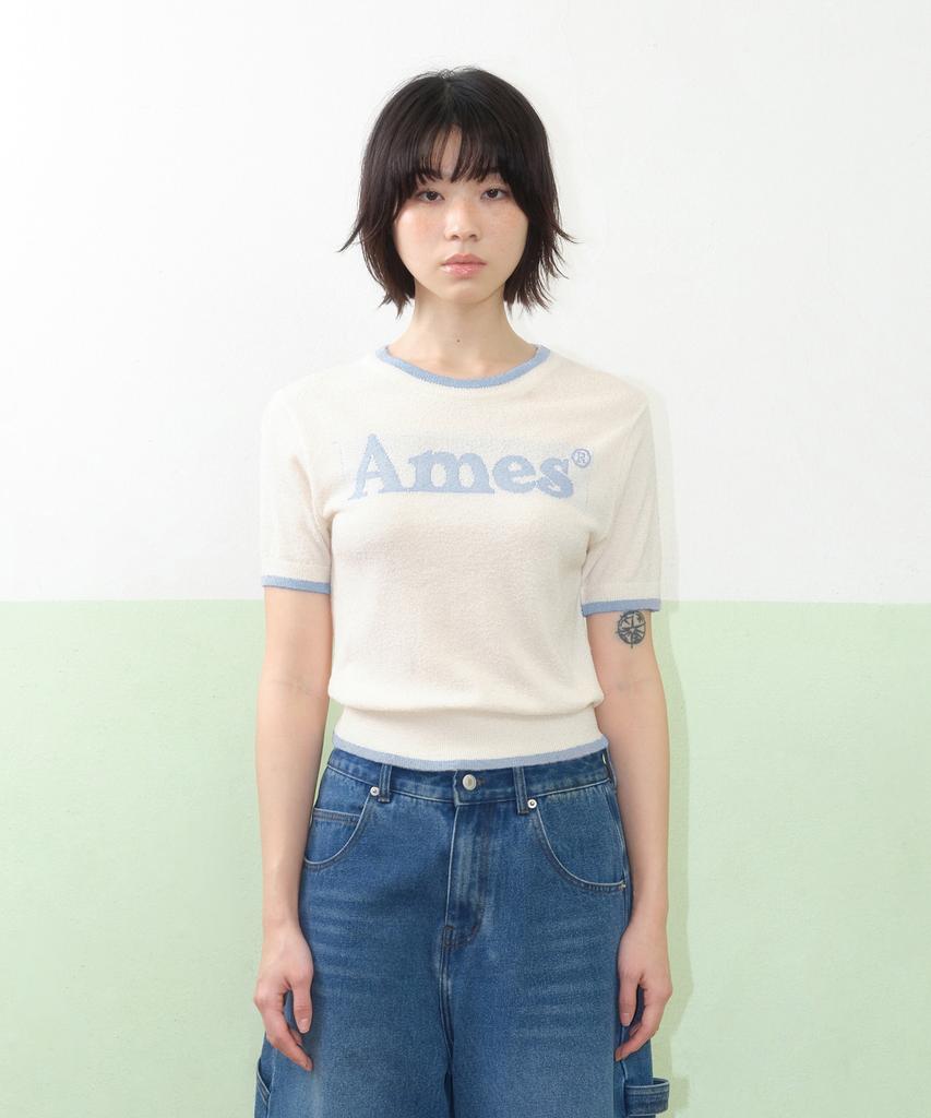 AMES-WORLDWIDE Basic Logo Knit Ivory