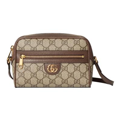 Сумка через плечо Ophidia с узором Monogram Double G, на молнии, из канвы с кожаной отделкой, Женские сумки, Бежево-коричневый, 772311-K9GSG-8367