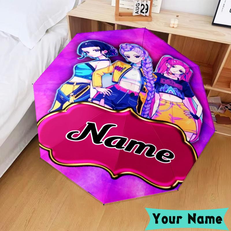Custom Name KPop Cartoon Umbrella, Foldable Umbrella Suitable for Outdoor Shopping Travel Sports, Exquisite Gift for Family
