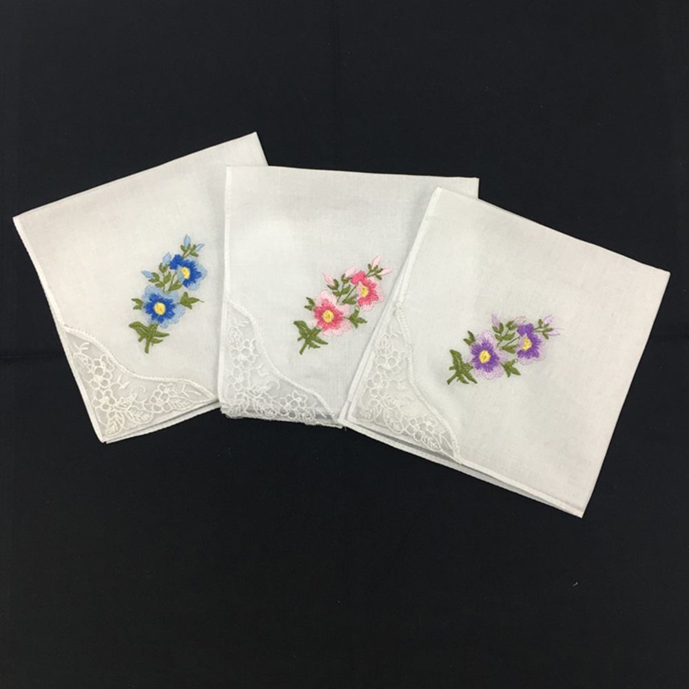 Кружевной цветочный цветочный случайный 100% хлопок белый женский цветочный ассорти тканевый носовой платок салфетка