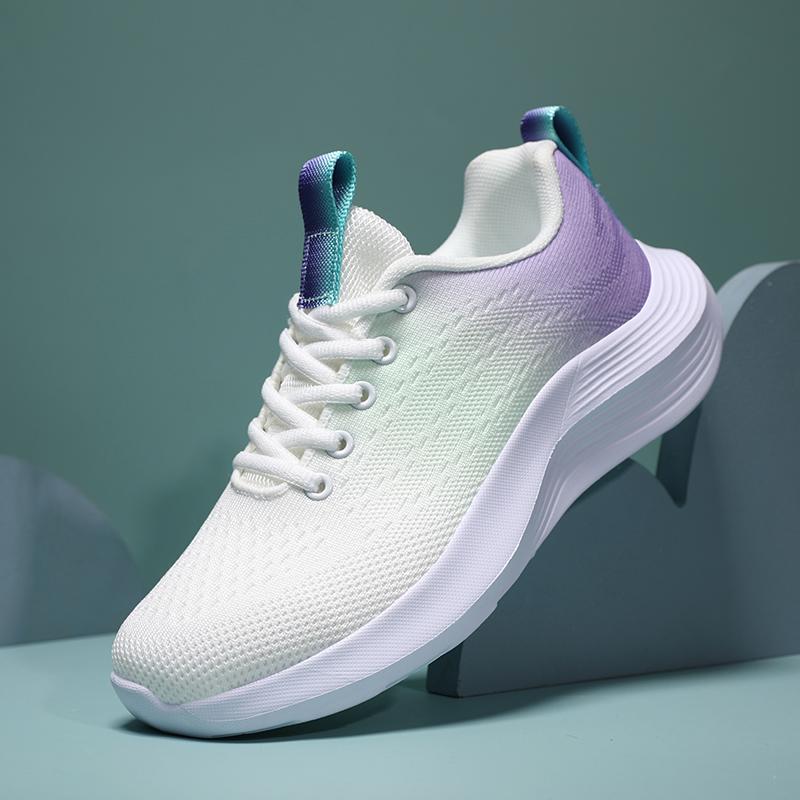 Весенне-осенние новые вязаные повседневные спортивные женские удобные легкие женские туфли на мягкой подошве для ходьбы, дышащая сетка