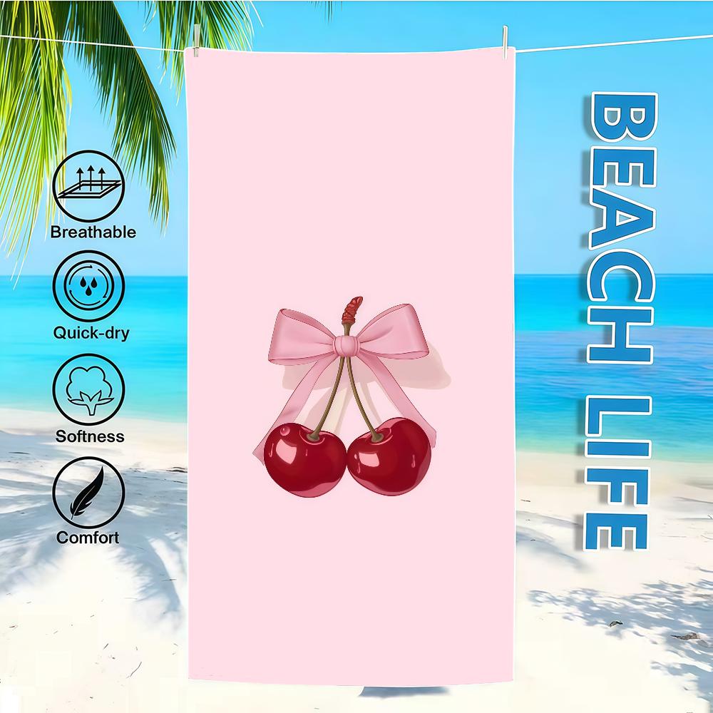 CHERRY cartoon Towel Textile Bathrobe Beach Quick-Drying Lightweight Portable Camping Swim Pool Travel