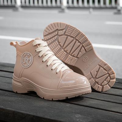 Модные резиновые сапоги Челси, женские водонепроницаемые ботинки на шнуровке, нескользящие бахилы, недорогие женские резиновые туфли, новые ботильоны