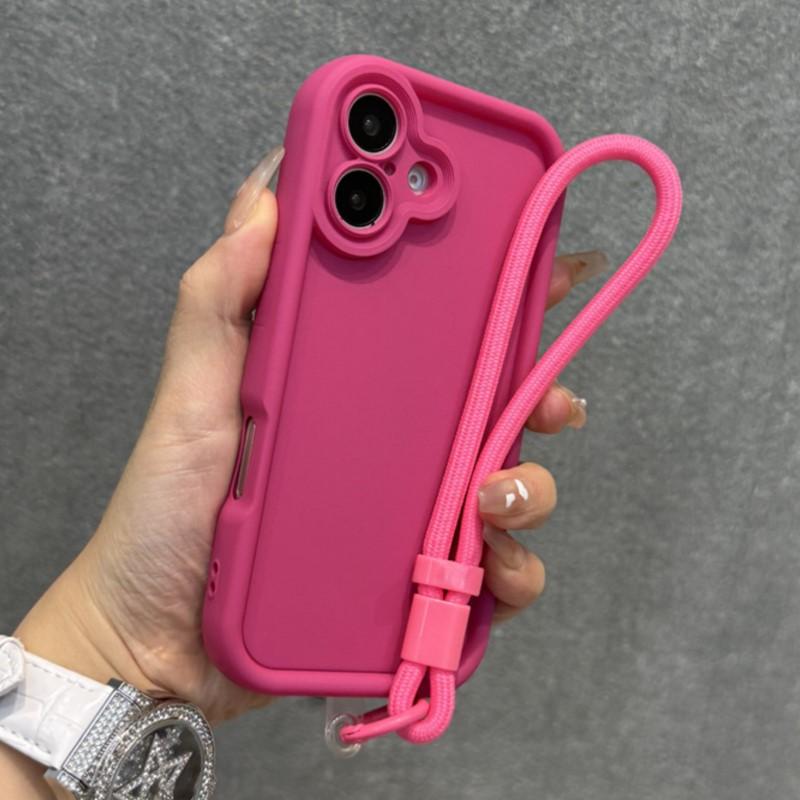 Чехол из мягкого силиконового каучука конфетного цвета для iPhone 16 15 14 Plus 13 12 11 Pro Max Матовый Ударопрочный Защита Камеры Ремешок Чехол