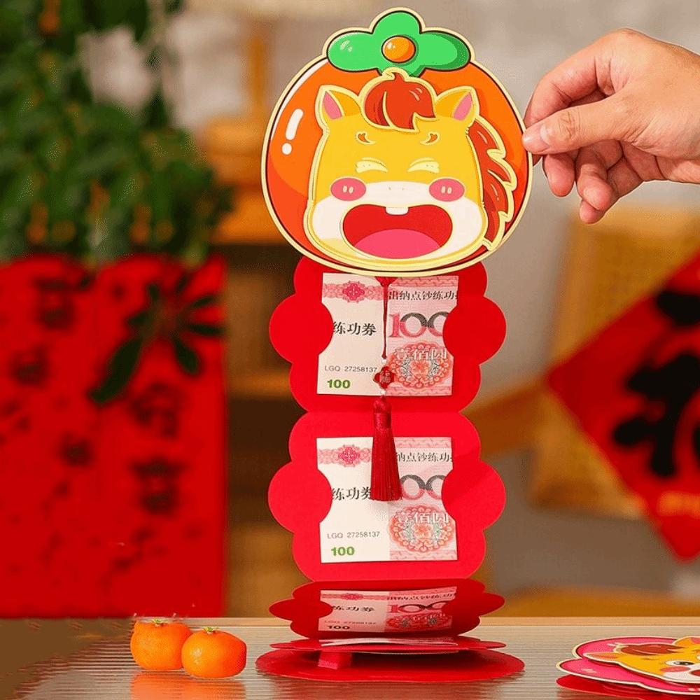 5 Card Slot Folding Red Envelopes 2026 Horse Year Lucky Red Packets Cash Envelopes  Wedding Gifts