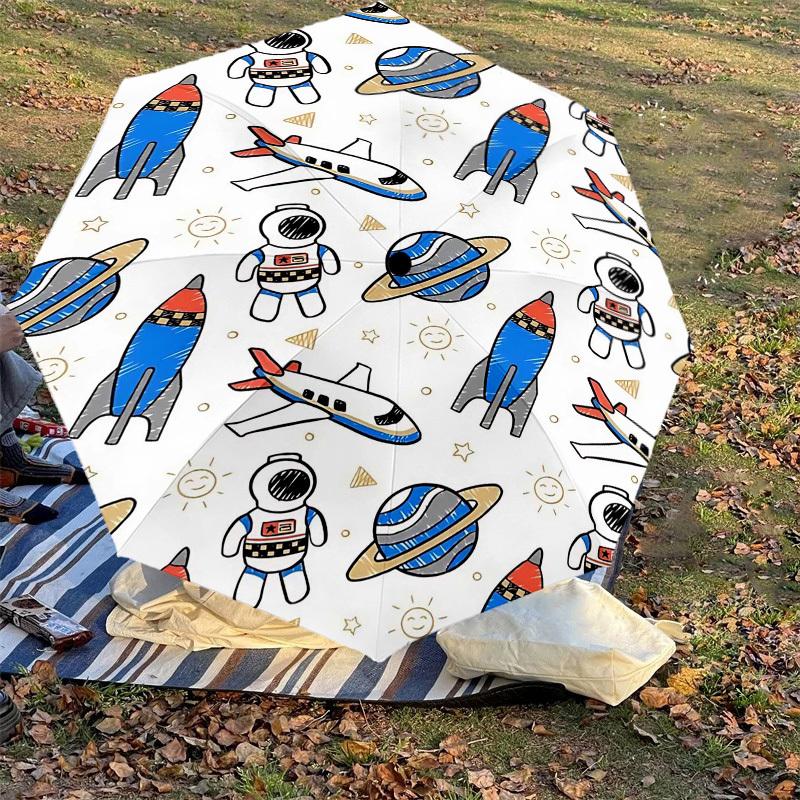1PC space astronaut Umbrella-8-Rib Reinforced, Automatic Open, Lightweight & Durable, Fashion Accessory for Outdoor-L0334