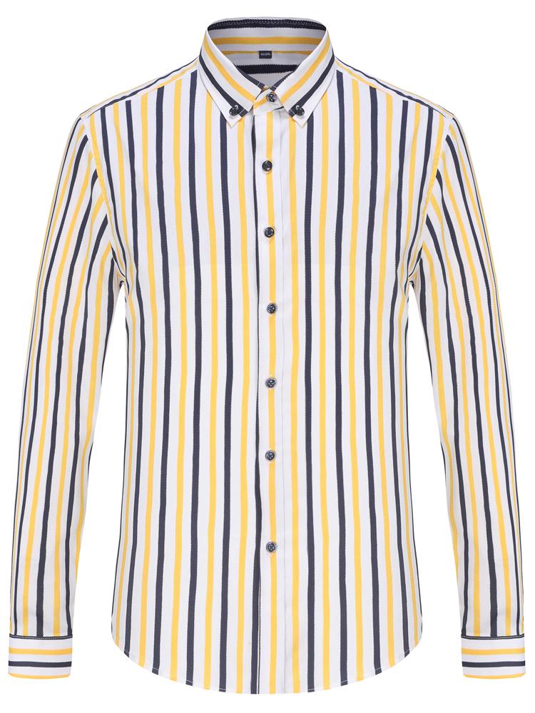 Мужская классическая рубашка в полоску с цветными блоками на весну и лето без карманов, легкие рубашки на пуговицах с длинными рукавами, устойчивые к морщинам