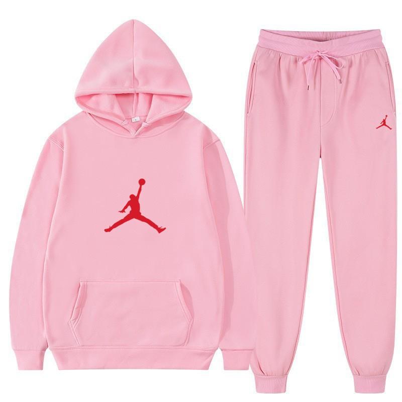 Men Women Hooded Fleece Lined Sweatshirt Set With Kangaroo Pocket Cuffed Pants Winter