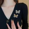 Fashion Vintage Butterfly Brooches Metal Alloy Colorful Cardigan Clip Crystal Insect Sparkling Enamel Pins Party Jewelry