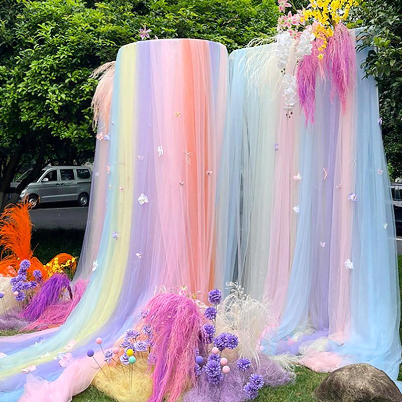 1PC Soft Mesh Fabric Party Supplies Dopamine Background Yarn Scene Arrangement 5/8x1.6m