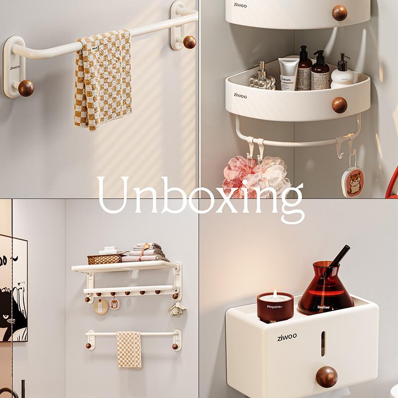 Milky White Bathroom Shelf, No-drill, for Sink, Toilet, Shower Room Wall Storage, Corner Organizer