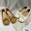 Туфли на плоской подошве женские туфли женские лакированные туфли на низком каблуке неглубокие удобные туфли с бантом повседневные туфли больших размеров для отдыха мокасины