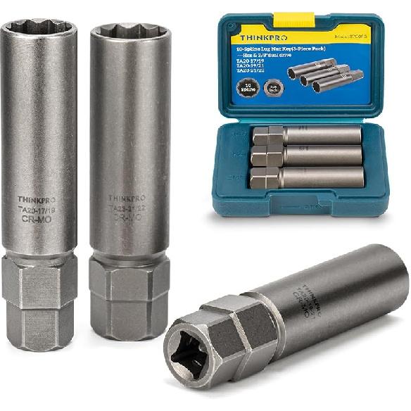 10 Spline Lug Nut Socket,Replacement For Ta20 17/19 10 Spline Lug Nut Key,Dual Drive 10 Point Wheel Lock Key,Compatible With Bimecc 10 Point Socket.