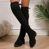 Длинные эластичные ботинки из искусственной замши, женские сапоги выше колена, повседневная черная сексуальная обувь на платформе для ночного клуба, женские осенние женские ботинки