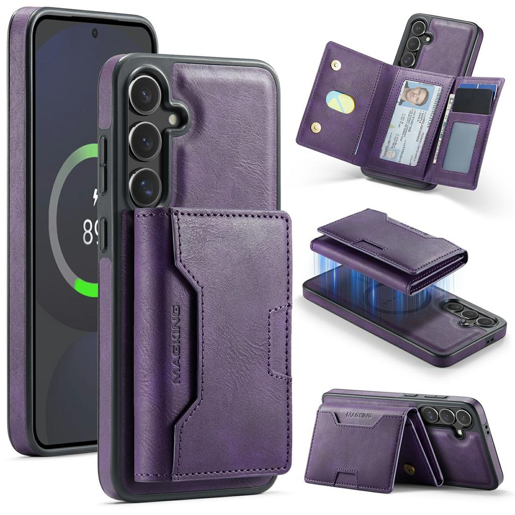 MAGKING K4 Series For Samsung Galaxy S24 FE Magnetic Case Detachable Wallet PU TPU PC Phone Cover