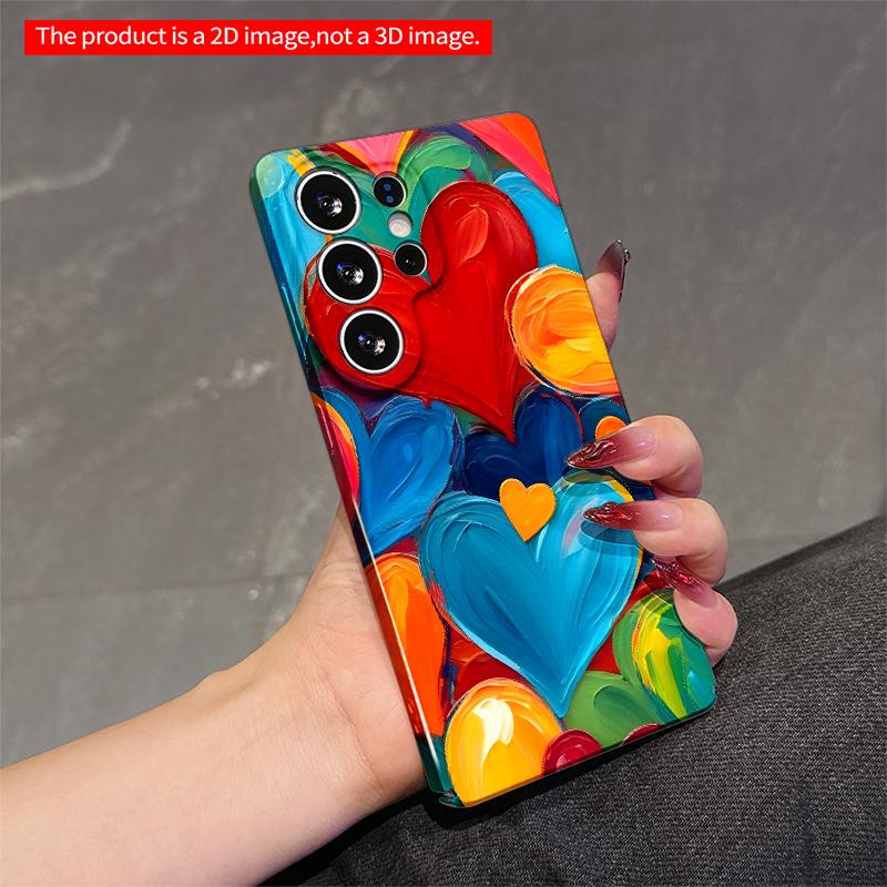 2DFlat Samsung phone case Vibrant Heart Paint Art Phone Case Applicable to Galaxy S22 S23 S24 S25ULTRA S26 A12 A13 A14 A15 A16 A34 A35 A54 A55