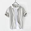 Летние рубашки для мужчин, простой стиль, повседневные, 100% хлопок, короткие рукава, мужские топы, отложной воротник, белая рубашка, 100% хлопок, удобная повседневная рубашка